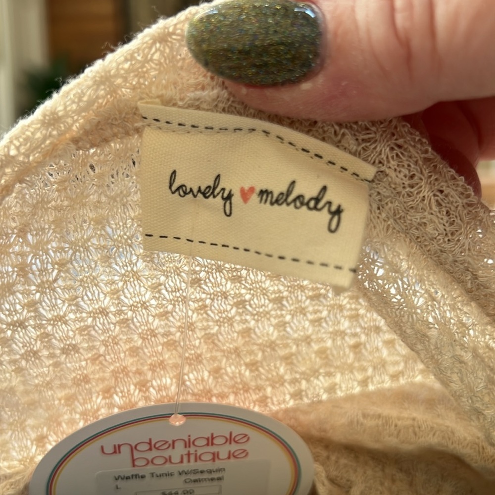 Lovely Melody Patchwork Leopard Sequin Waffle Top… - image 9